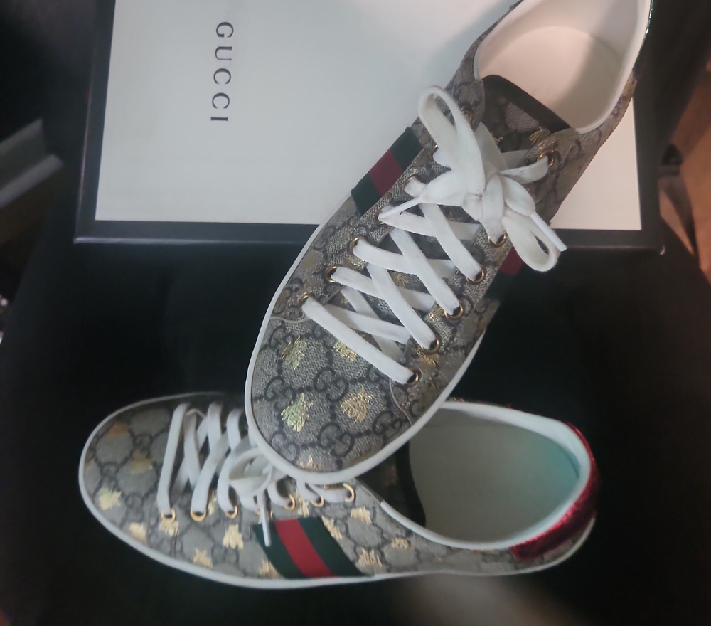 Gucci Beidge and Brown Sneakers with Signature Style
